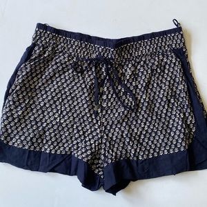 Zara Patterned Shorts Elastic Waist Blue & Tan